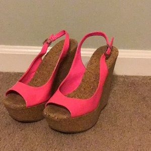Hot pink wedged heels